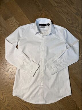 Marc New York Boys' White Skinny‎ Dress Shirt with Subtle Pattern